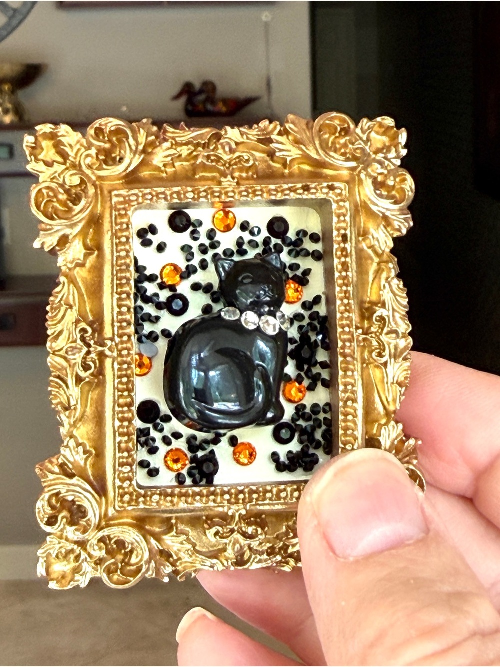 Set of 3 hand crafted Halloween themed tiny art pieces for refrigerator or shelf - Picture 3 of 7